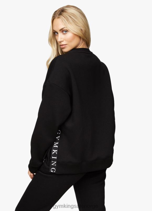 Gym King lineær tape fleece crew kvinner P2NZL630 svart klær