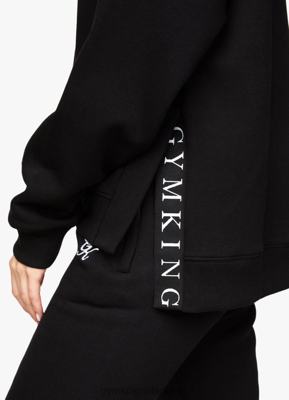 Gym King lineær tape fleece crew kvinner P2NZL630 svart klær