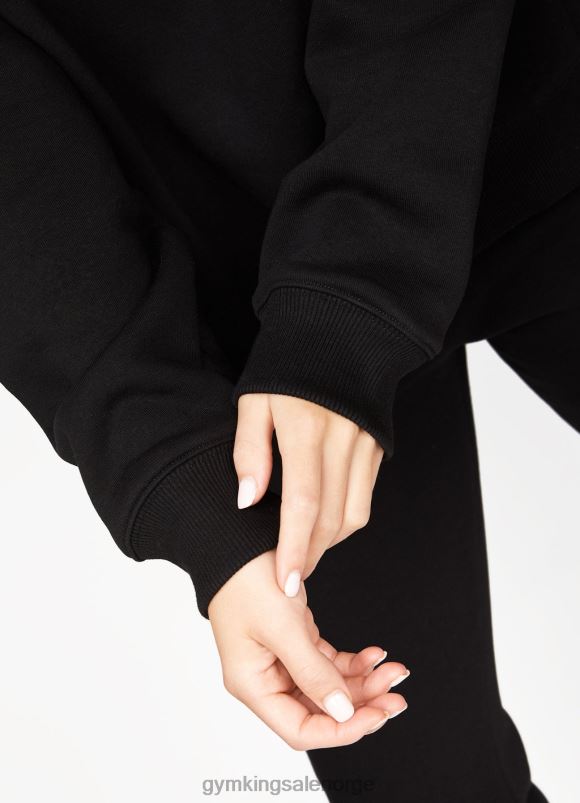 Gym King lineær tape fleece crew kvinner P2NZL630 svart klær