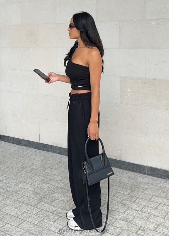 Gym King asymmetrisk avling kvinner P2NZL394 svart klær