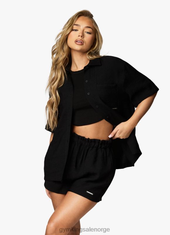 Gym King signatur vevd skjorte kvinner P2NZL391 svart klær