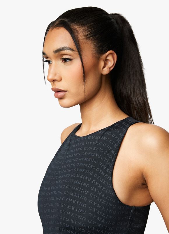 Gym King bodysuit med skygge over hele printet kvinner P2NZL416 mørkt tinntrykk klær