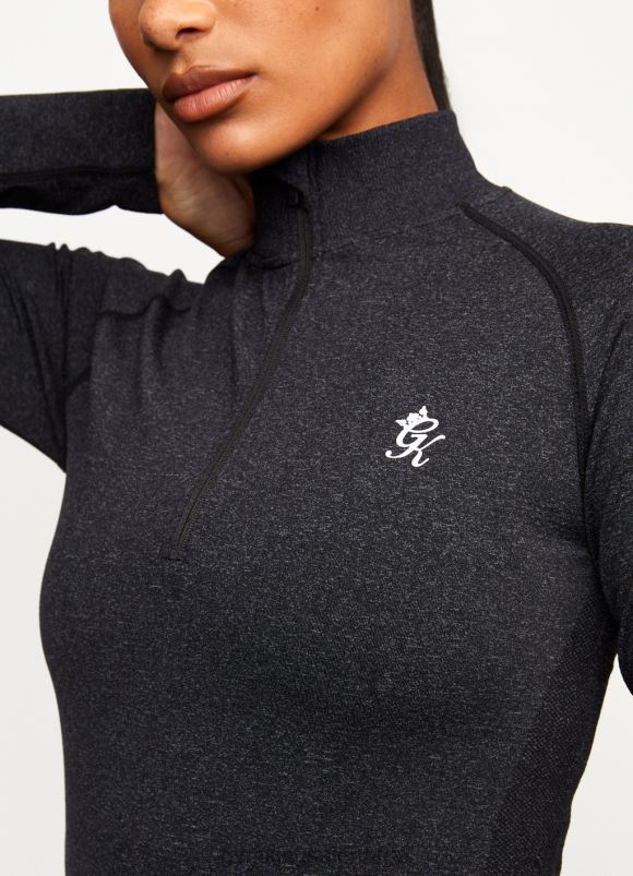 Gym King sømløse resultater 1/4 glidelåstrakt kvinner P2NZL490 svart klær