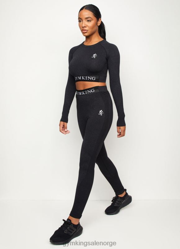 Gym King sømløse resultater langermet t-skjorte kvinner P2NZL474 svart mergel klær