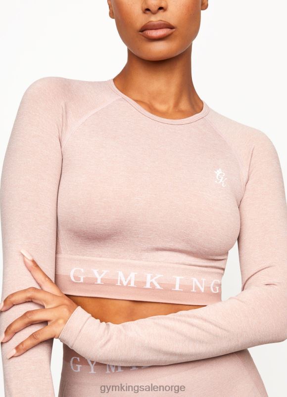 Gym King sømløse resultater langermet t-skjorte kvinner P2NZL492 rosa marengs klær