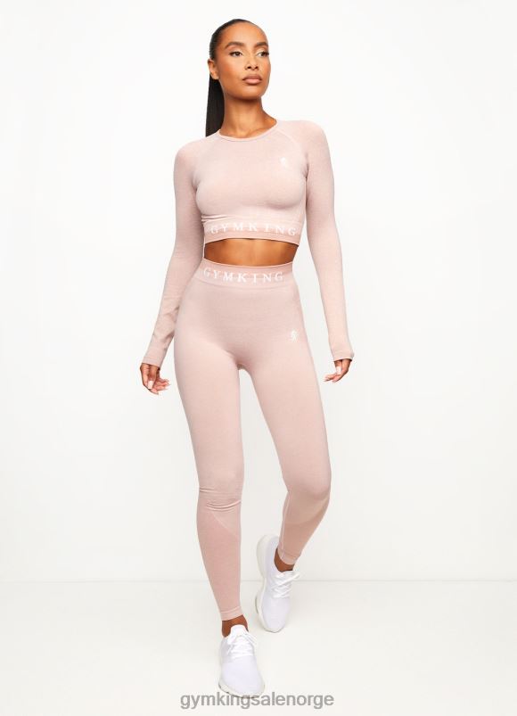 Gym King sømløse resultater langermet t-skjorte kvinner P2NZL492 rosa marengs klær