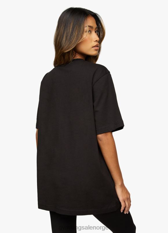 Gym King script bf tee kvinner P2NZL469 svart/rosa gull klær