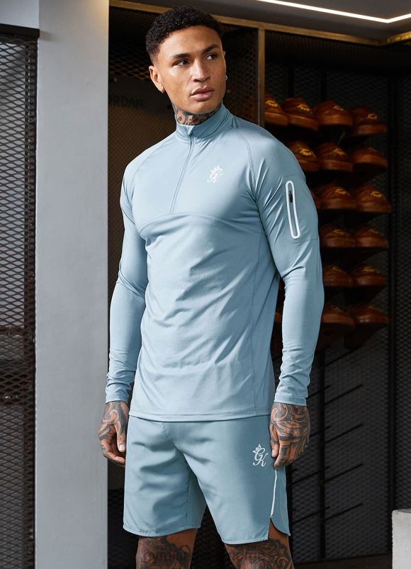 Gym King kontrast flex 1/4 glidelås menn P2NZL198 røyk blå klær