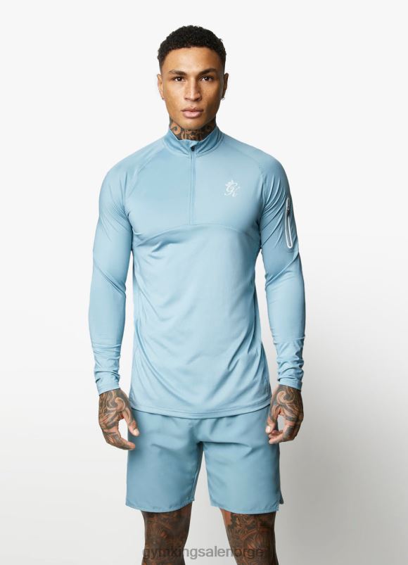 Gym King kontrast flex 1/4 glidelås menn P2NZL198 røyk blå klær