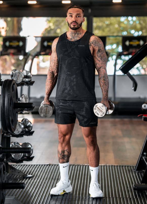 Gym King preget camo vest menn P2NZL167 svart klær