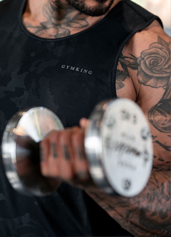 Gym King preget camo vest menn P2NZL167 svart klær