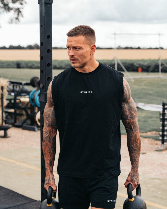 Gym King treningsavdelingstank menn P2NZL181 svart hvit klær