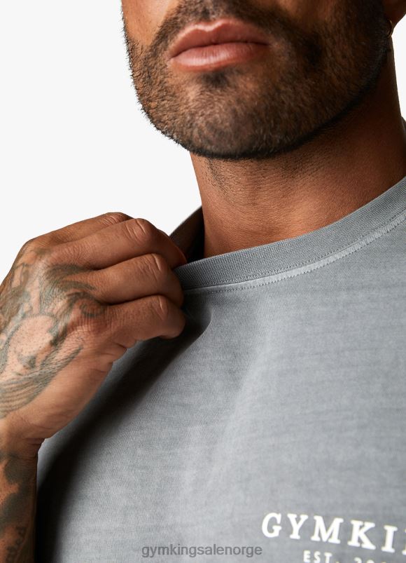 Gym King anslått eldre vasket t-skjorte menn P2NZL5 vasket grå klær